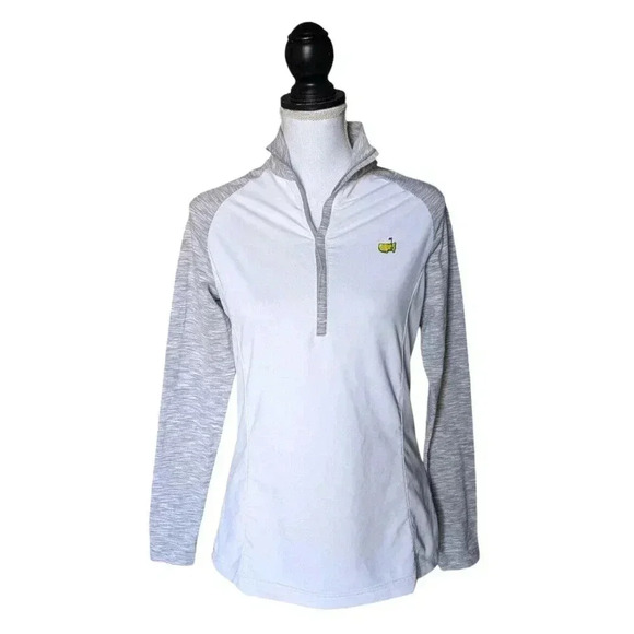 Magnolia Lane Tech Masters White Gray 1/4 Zip Pullover Sz Small Golf Activewear - Picture 1 of 8